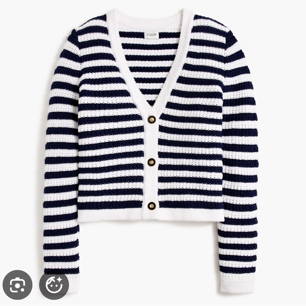 J. Crew Factory Stripe Textured Cardigan Sweater